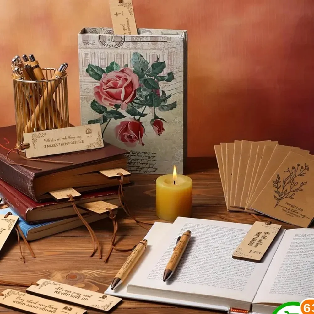 10 Gift Set-Christian scripture notepad,bamboo pen & bamboo bookmark. Gift Sets